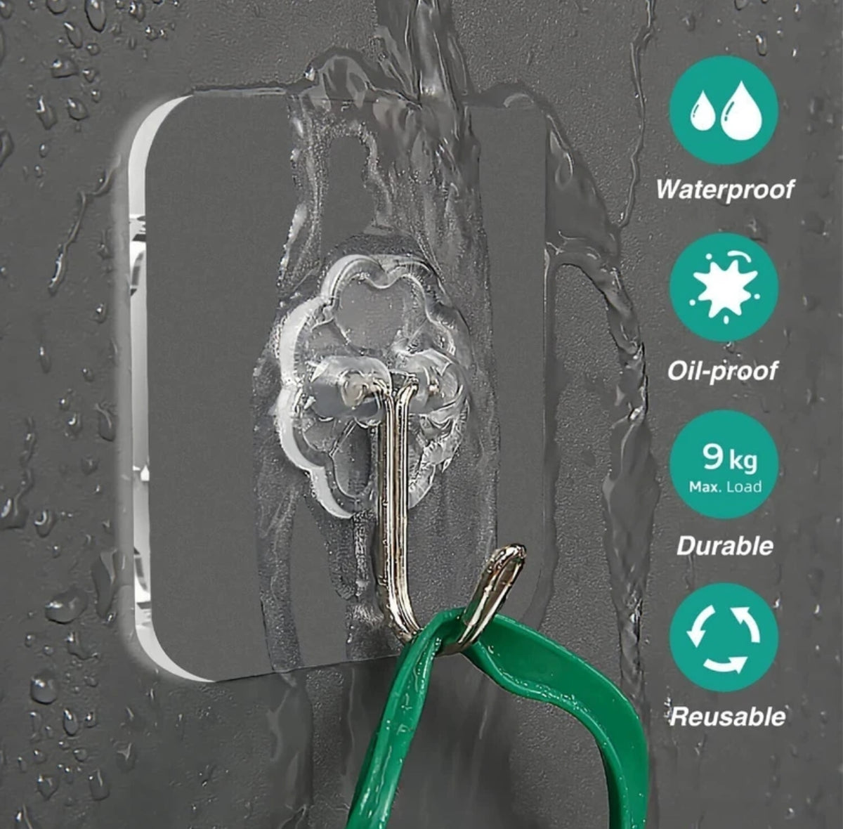 Premium Self-Adhesive Wall Hooks – Strong No-Drill Hooks for Kitchen, Bathroom & Home Organization