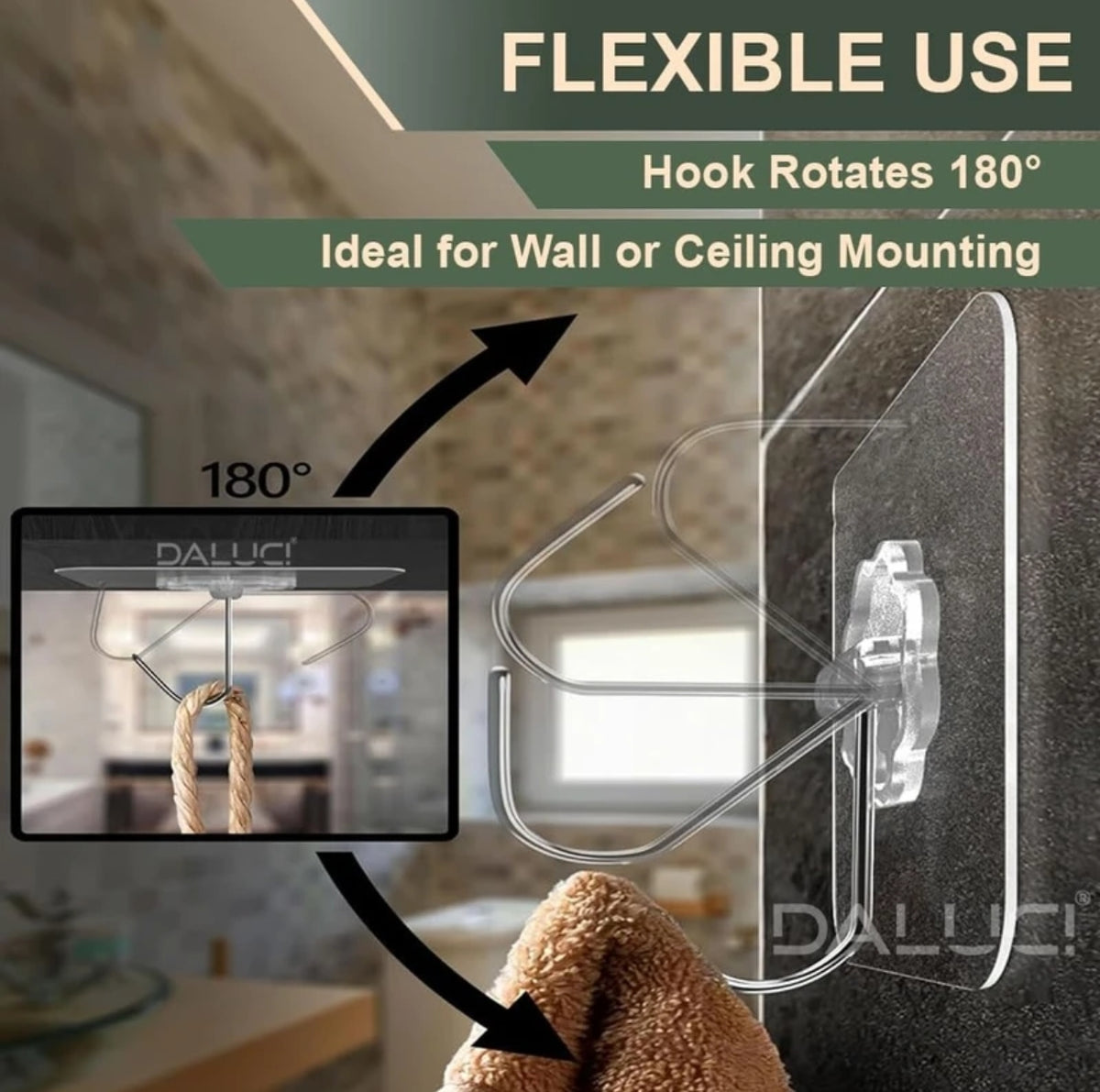 Premium Self-Adhesive Wall Hooks – Strong No-Drill Hooks for Kitchen, Bathroom & Home Organization
